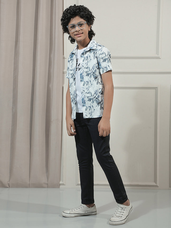 Blue Graphic Print Shirt with T-Shirt