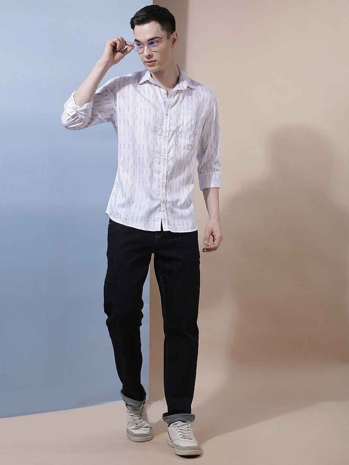 Olive Vertical Stripes Shirt
