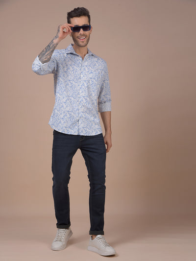 Blue Floral Print Shirt