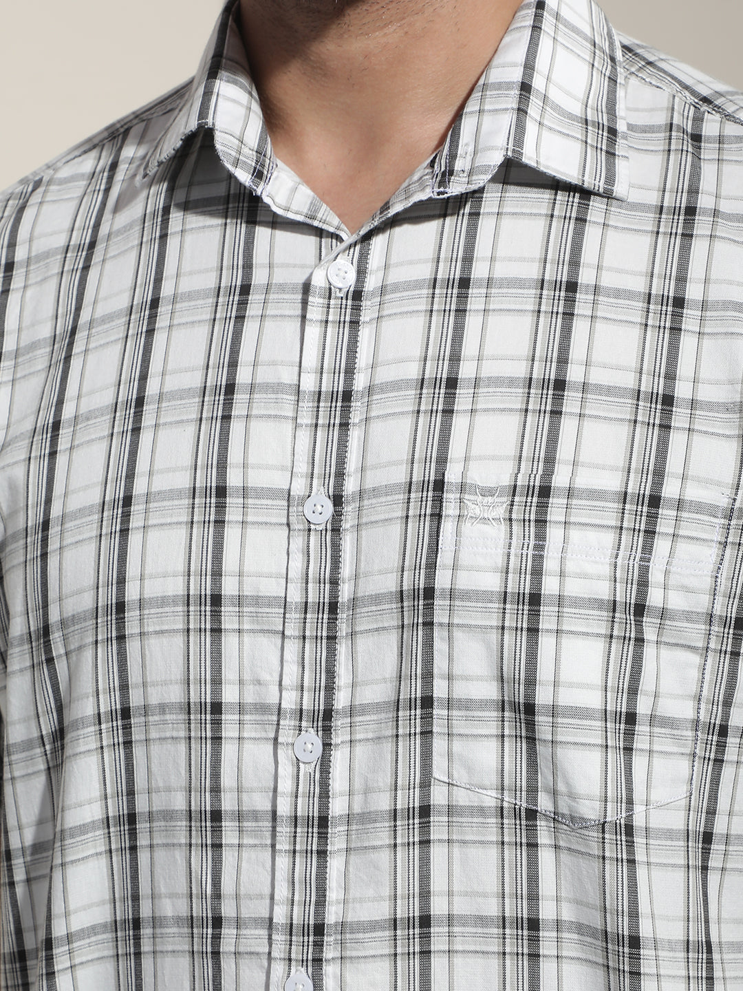 White Checked 100% Cotton Shirt