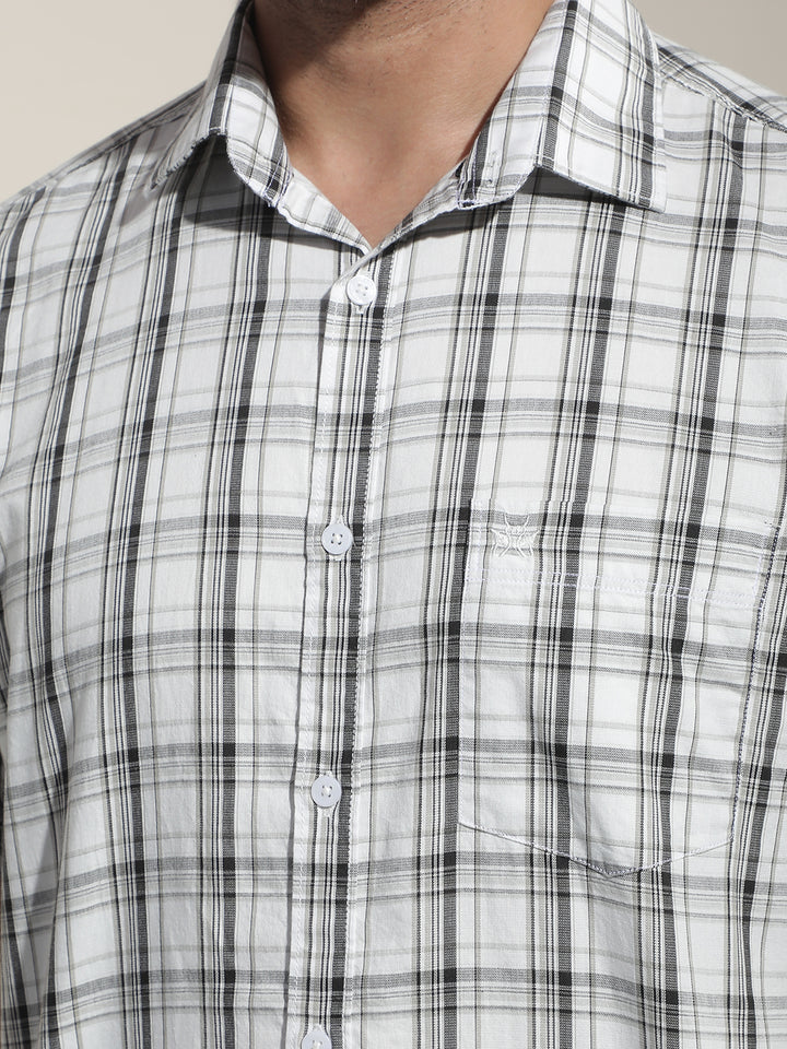 White Checked 100% Cotton Shirt