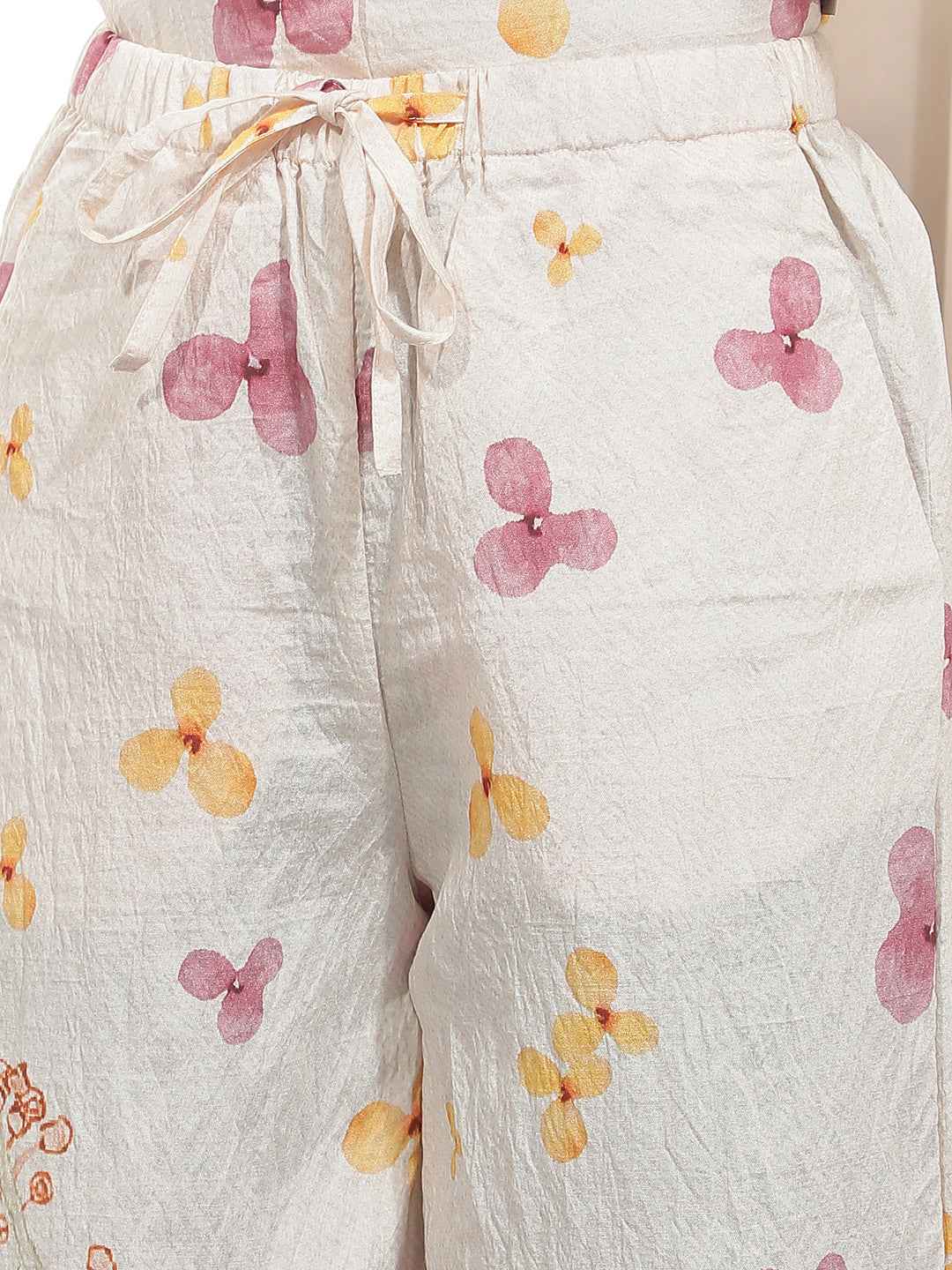 Orange Floral Print Straight Lounge Pants