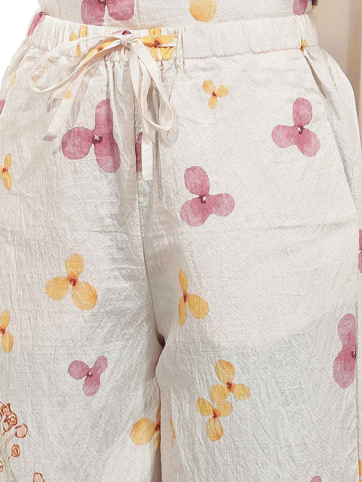 Orange Floral Print Straight Lounge Pants