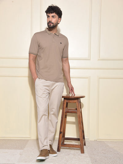 Beige Polo-Neck T-Shirt