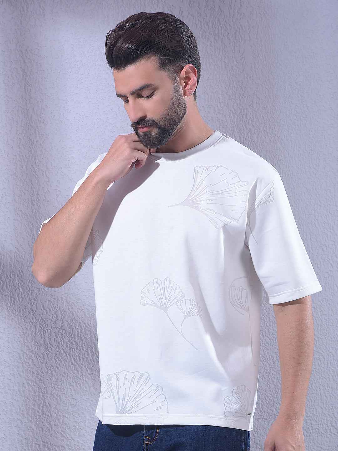 White Jacquard Oversize T-Shirt