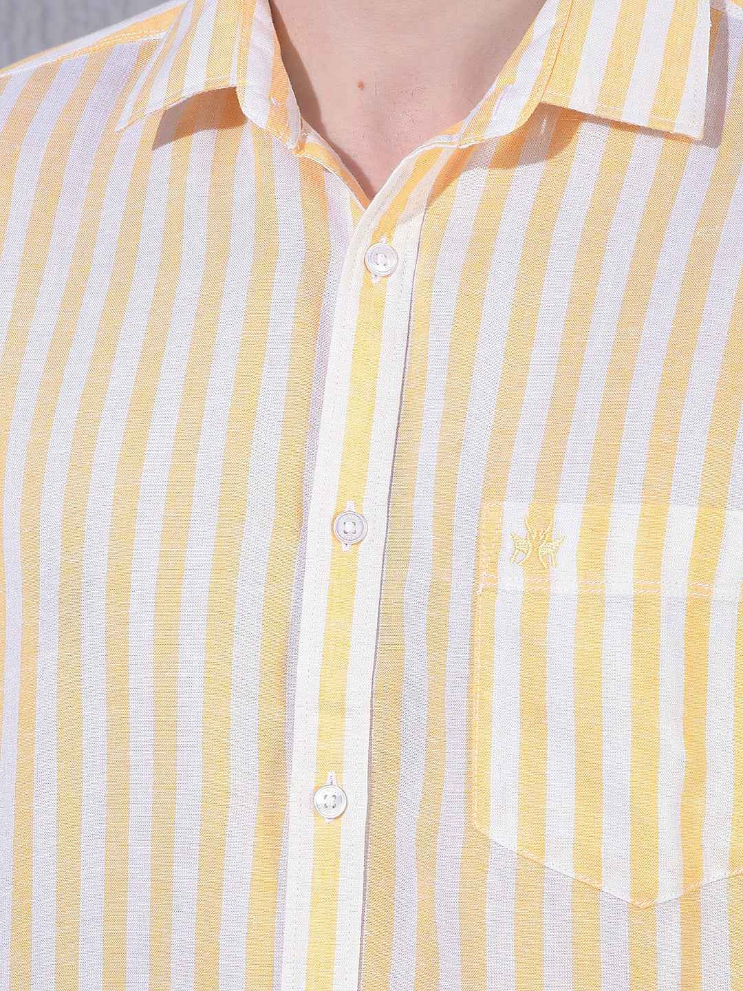 Yellow Vertical Striped Linen Shirt