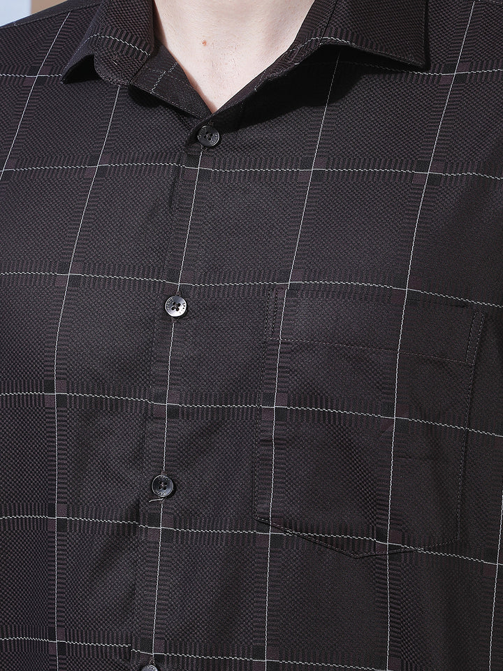 Brown Checked 100% Cotton Shirt