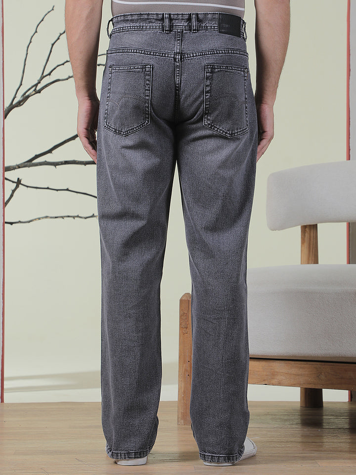 Grey 100% Cotton Baggy Jeans