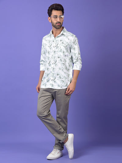 Green Floral Print 100% Cotton Shirt
