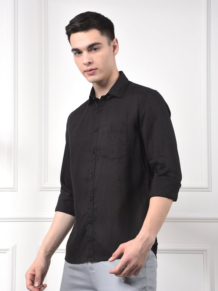 Midnight Black Linen Classic Shirt