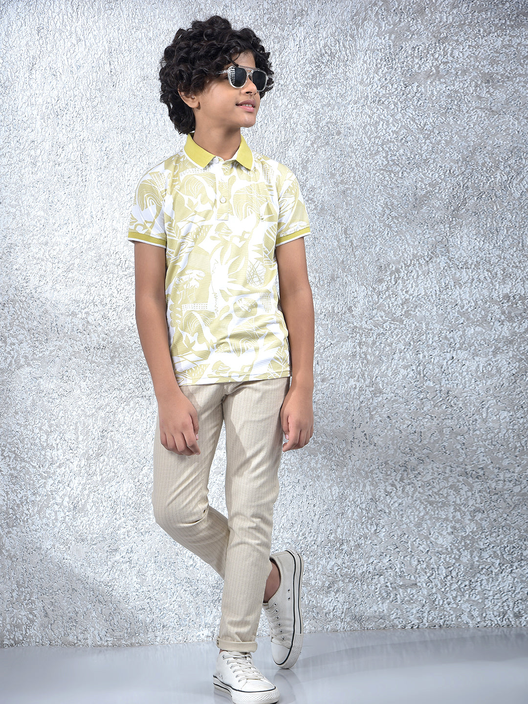 Beige Vertical Stripes Trousers