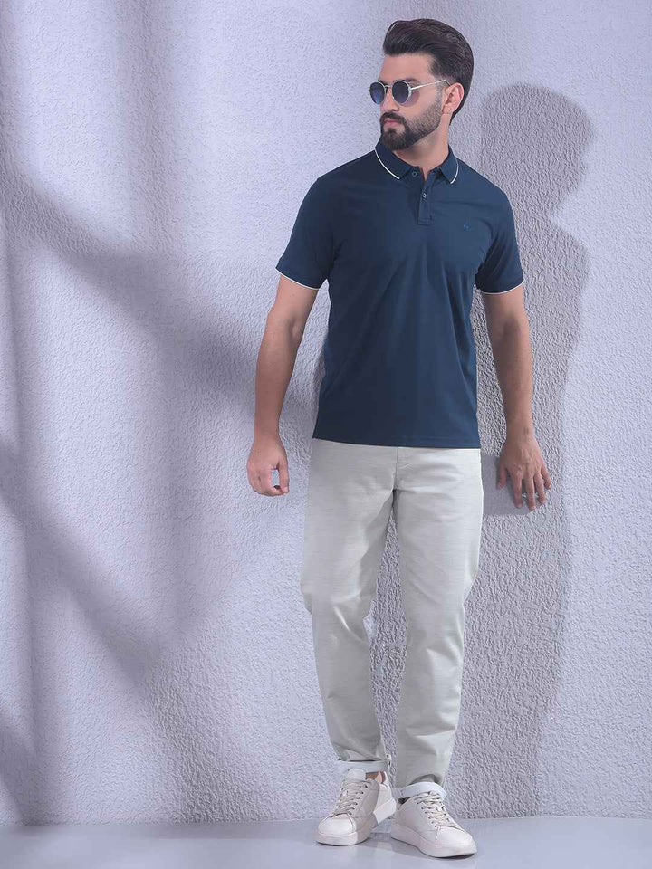 Navy Blue Polo Neck T-Shirt