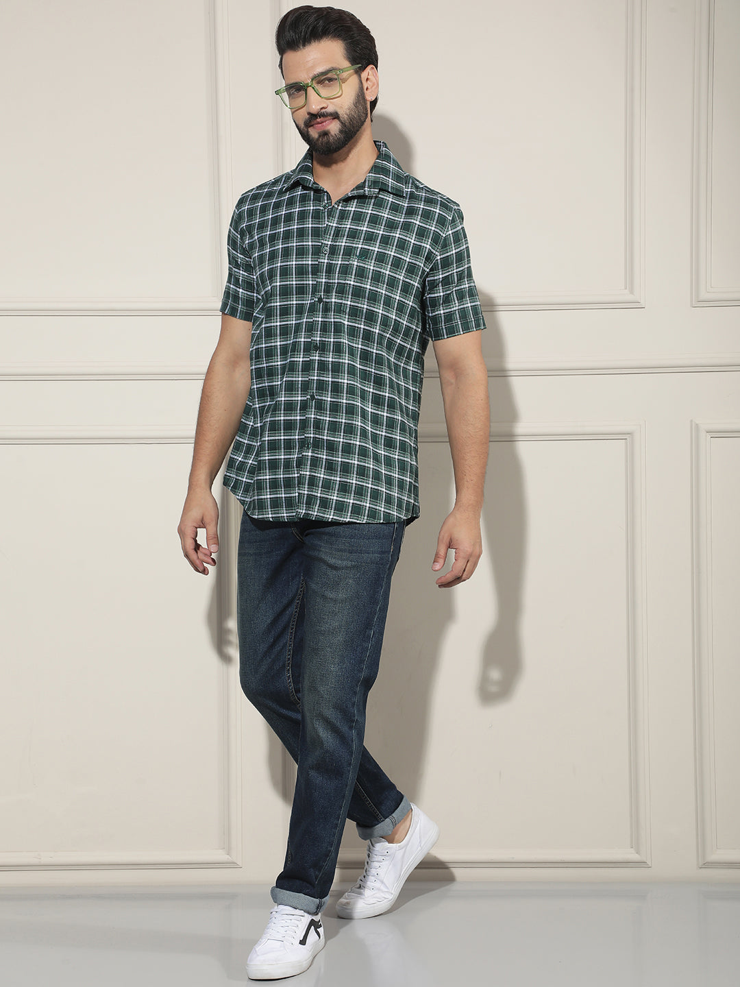 Green Checked 100% Cotton Shirt