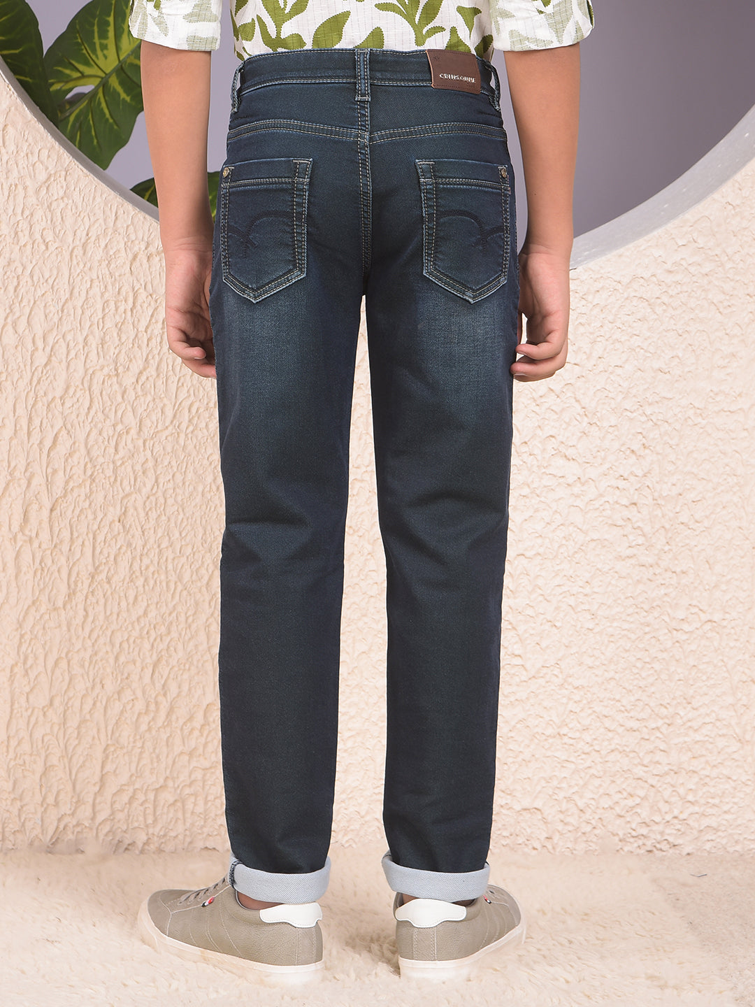 Stylish Tapered Fit Blue Jeans