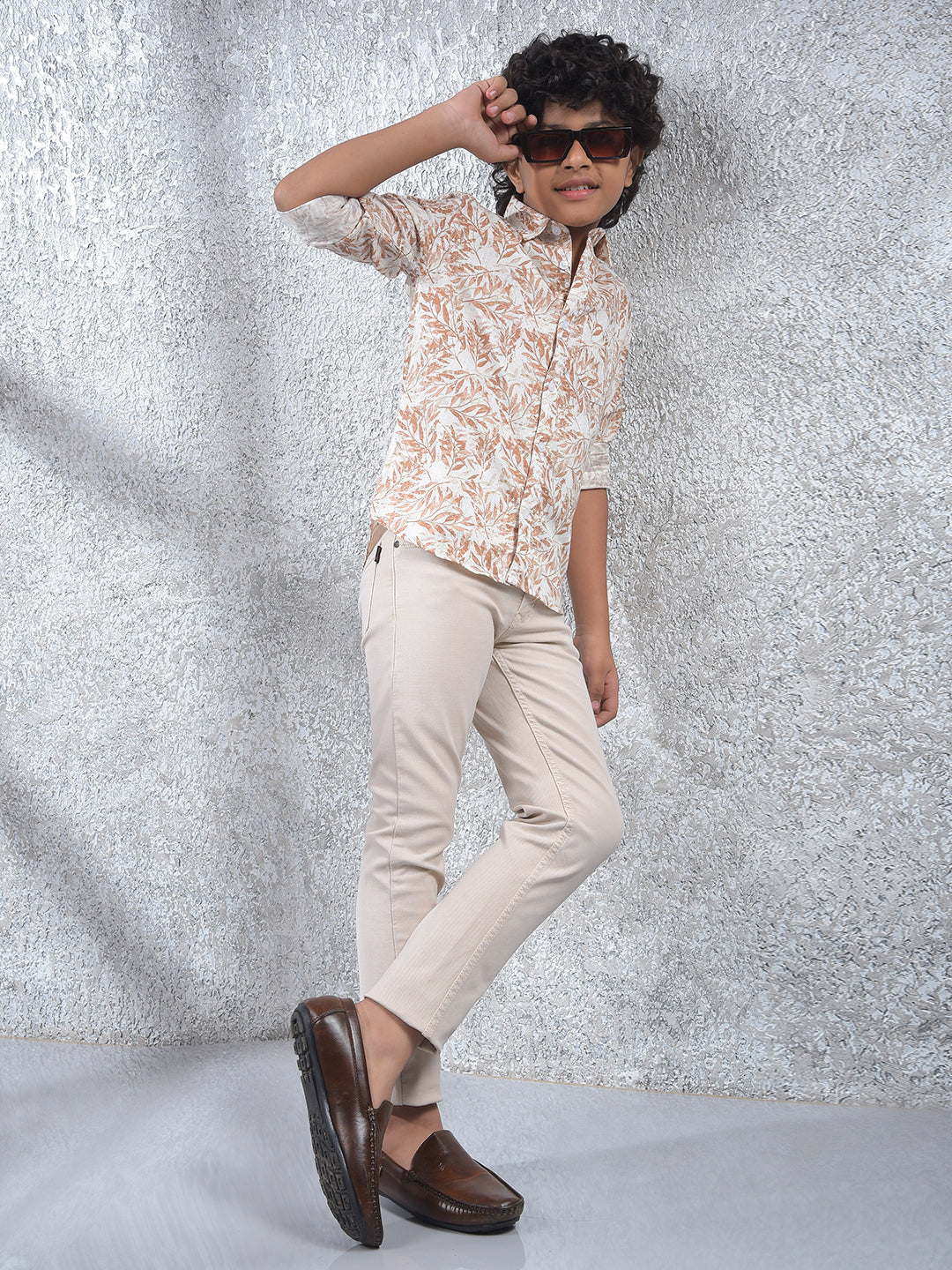 Brown Floral Print 100% Cotton Kurta