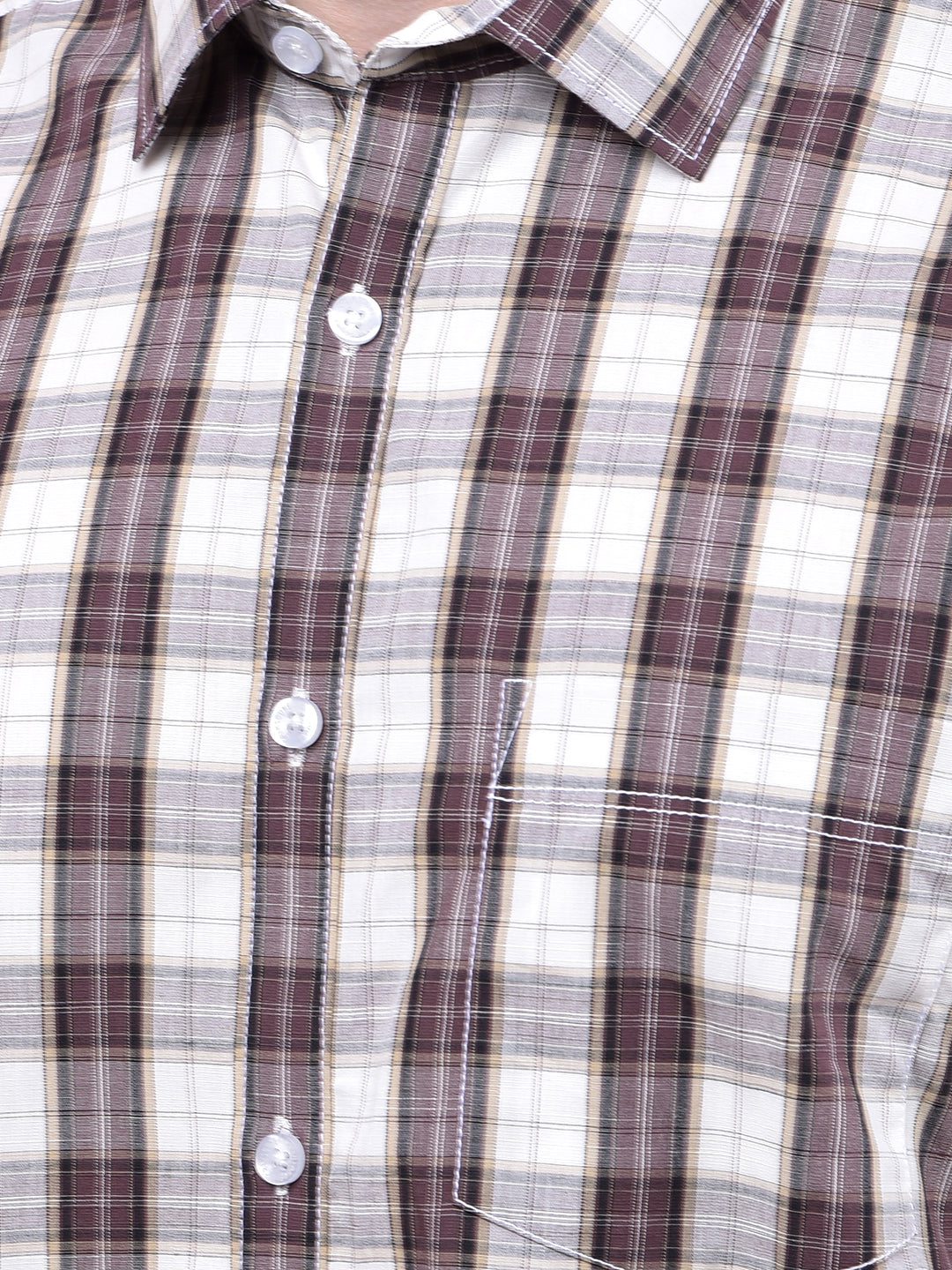 Brown Checked 100% Cotton Shirt
