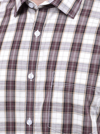 Brown Checked 100% Cotton Shirt