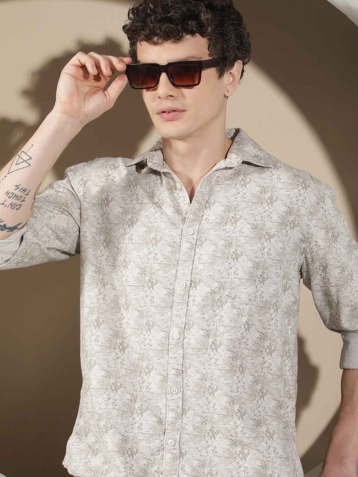 Mocha Brown Printed Shirt