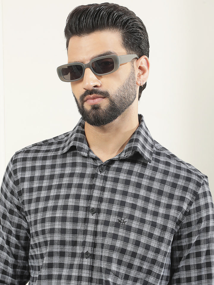 Black 100% Cotton Checked Shirt