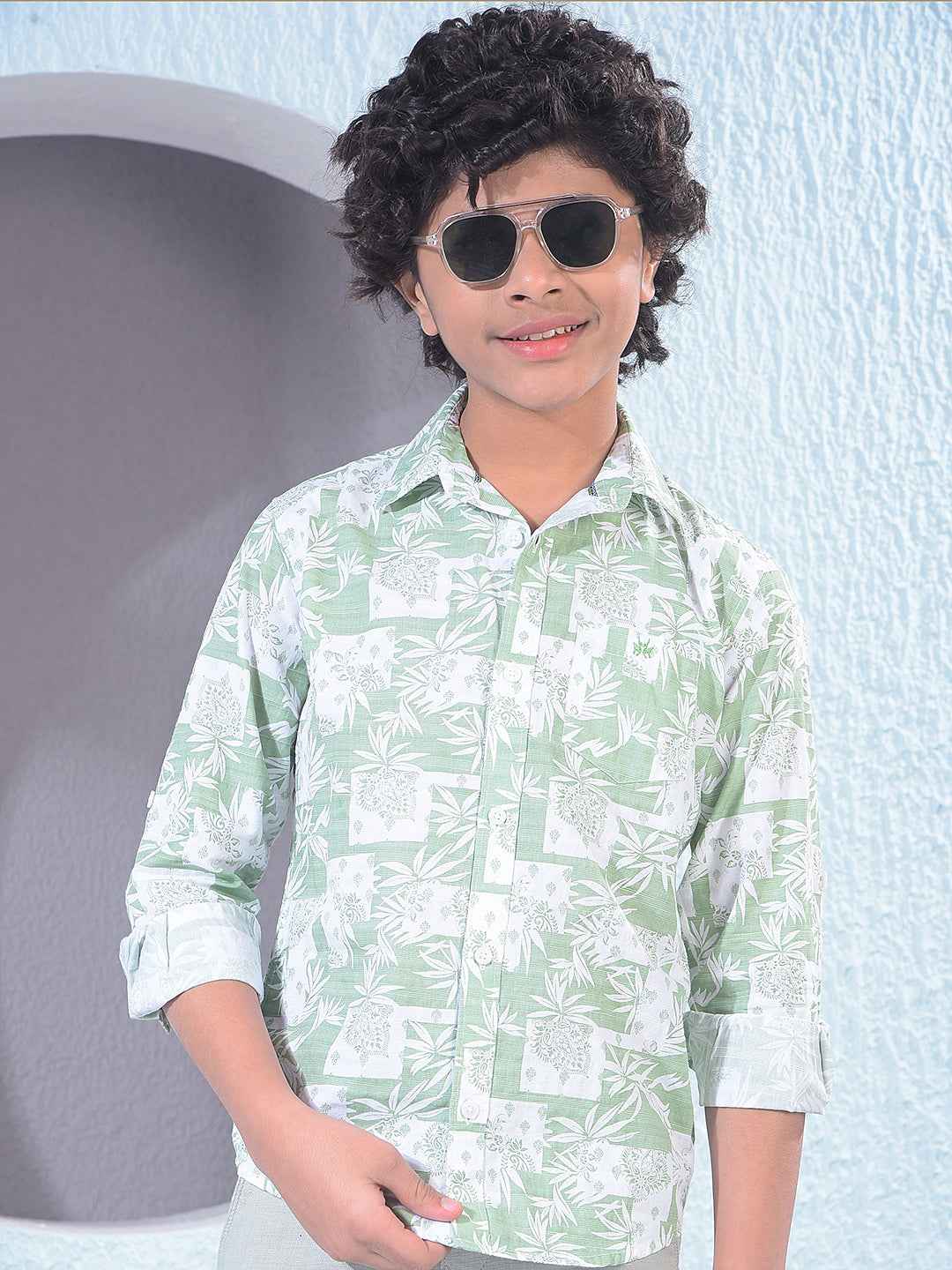 Green Floral Print Shirt