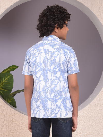 Blue Printed 100% Cotton Shirt & Tee Set Layered Look