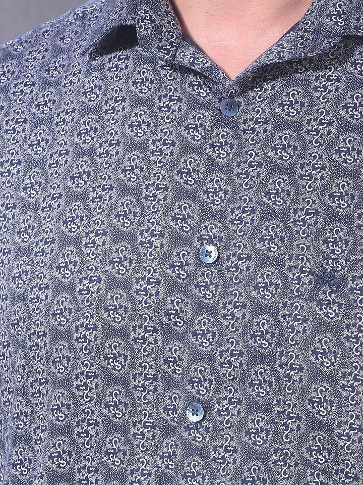 Navy Blue Printed Shirt