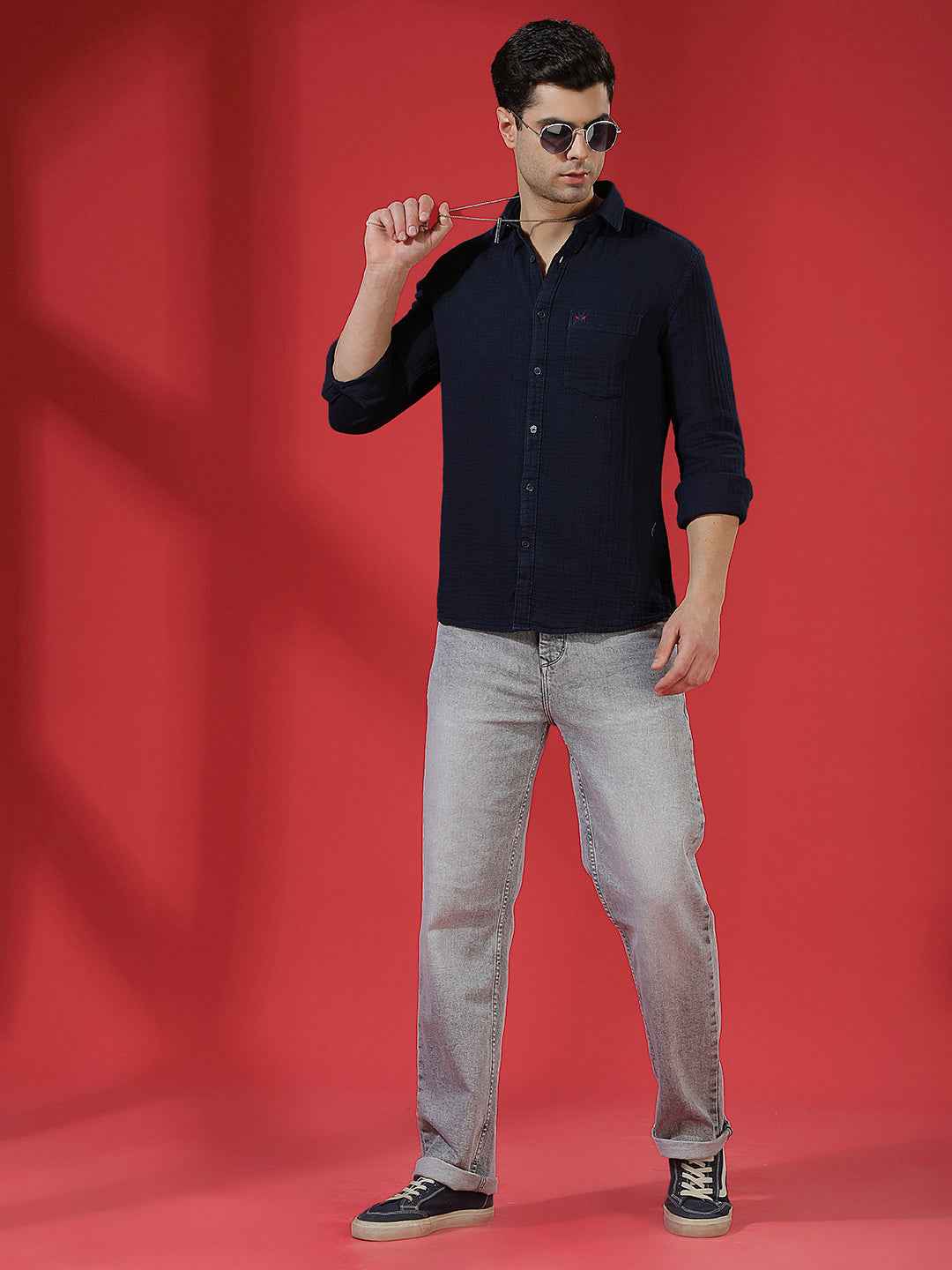 Navy Blue 100% Cotton Shirt