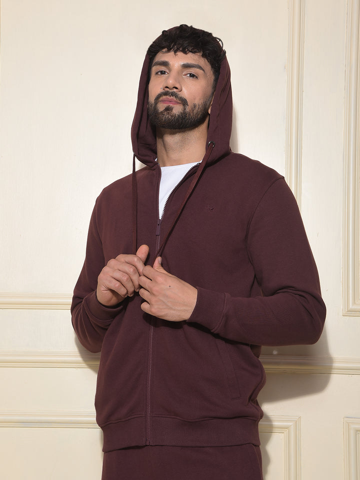 Modish Brown Hooded Neck Sweatshirt