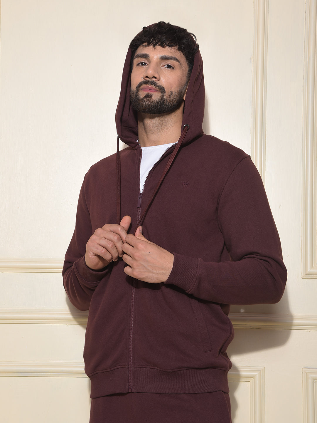 Modish Brown Hooded Neck Sweatshirt