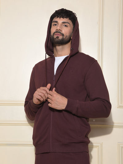 Modish Brown Hooded Neck Sweatshirt