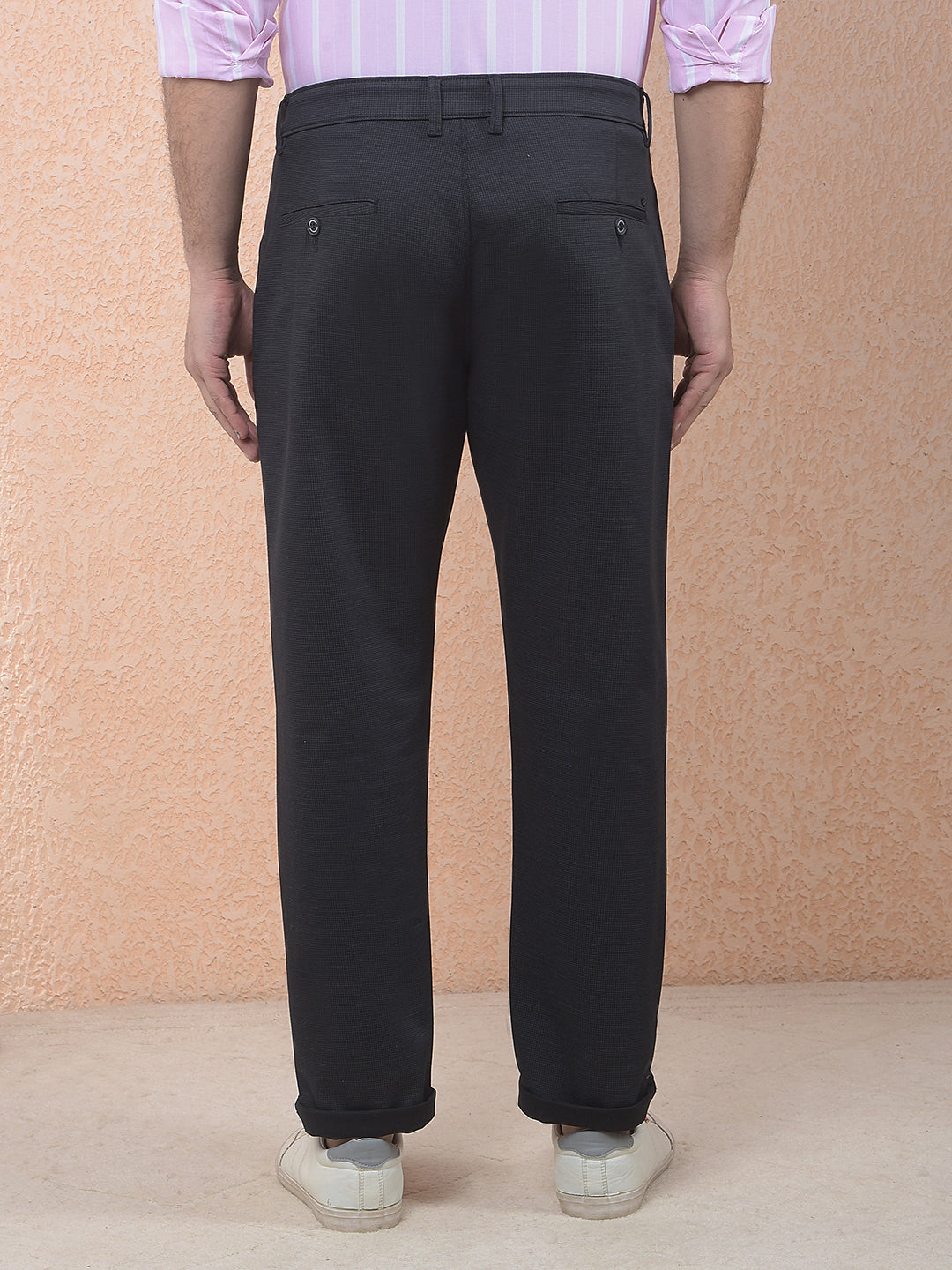 Smart Textured Black Trousers