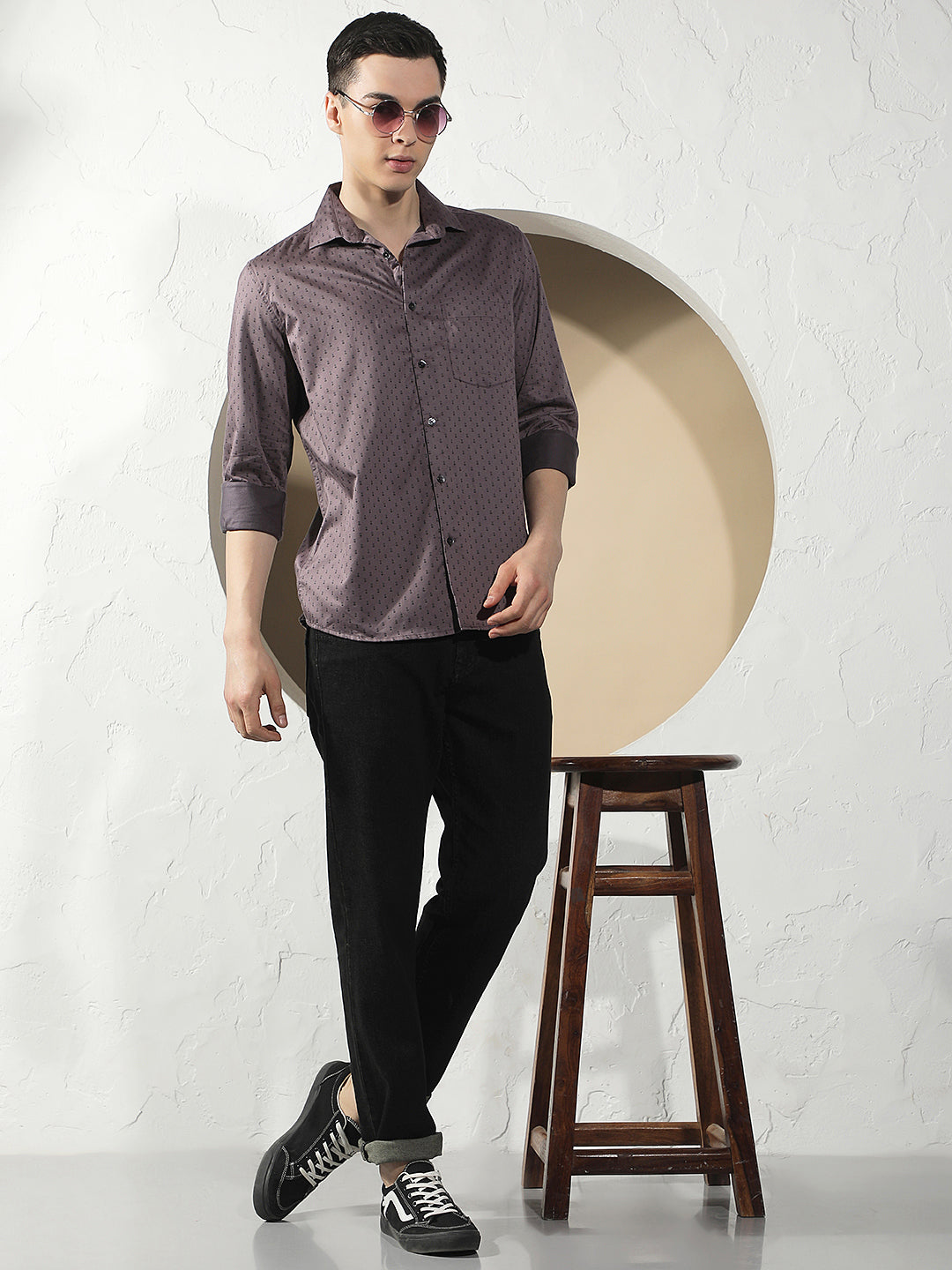 Purple Micro Print Shirt