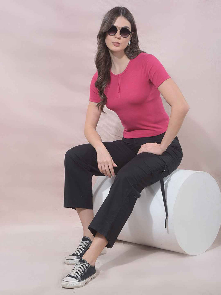 Pink Modal Cropped T-Shirt