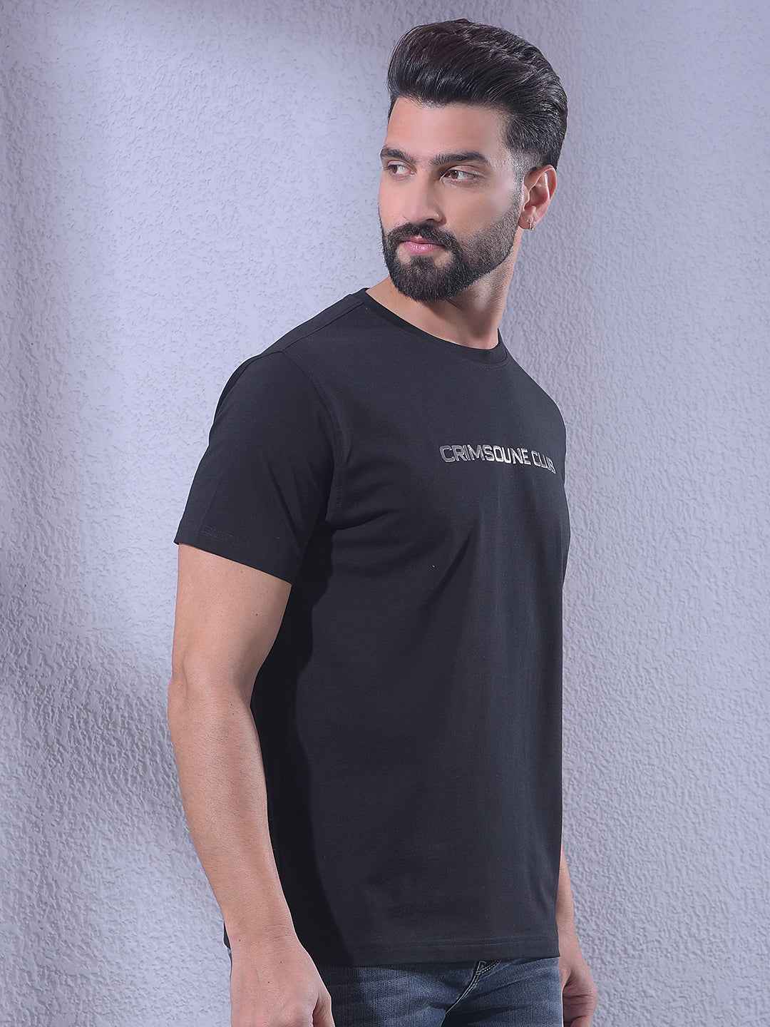 Black Typographic Print T-Shirt