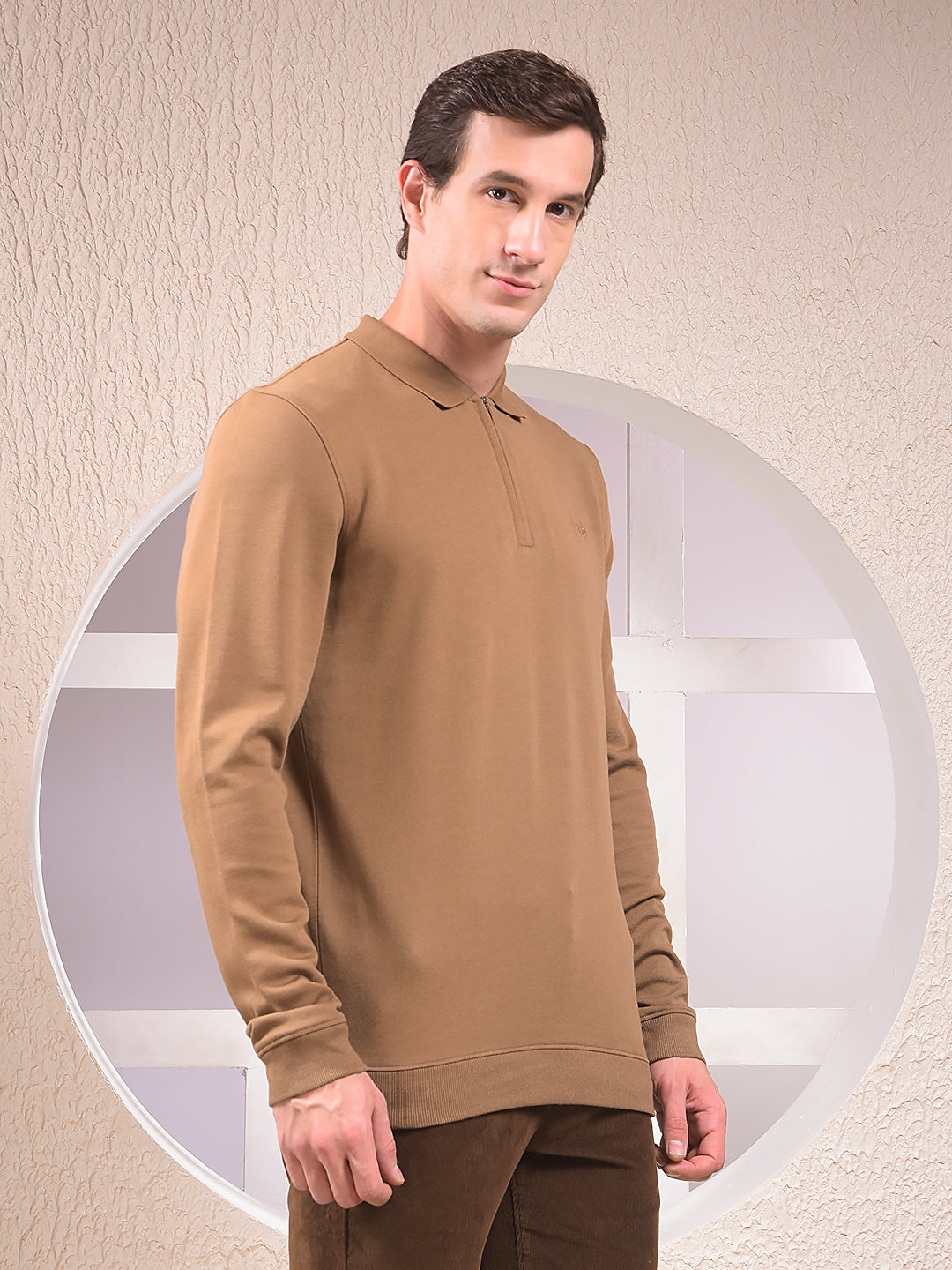 Brown Polo Neck Sweatshirt