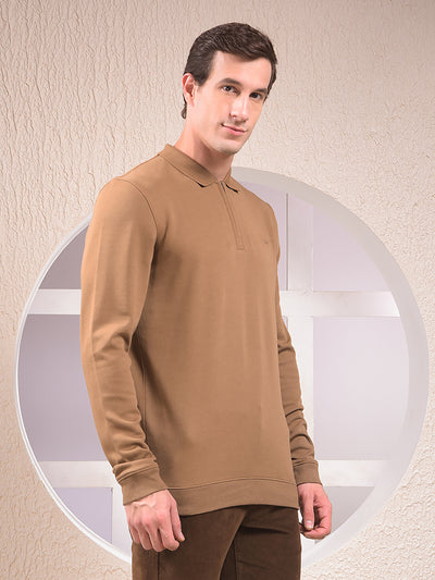 Brown Polo Neck Sweatshirt