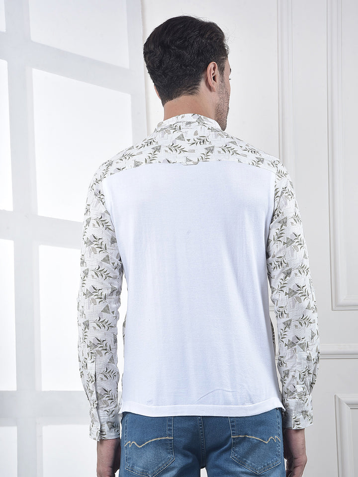 Off White Floral Print Kurta