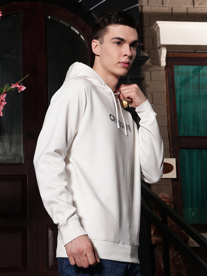 Off White Typographic Printed Hooded Sweatshirt