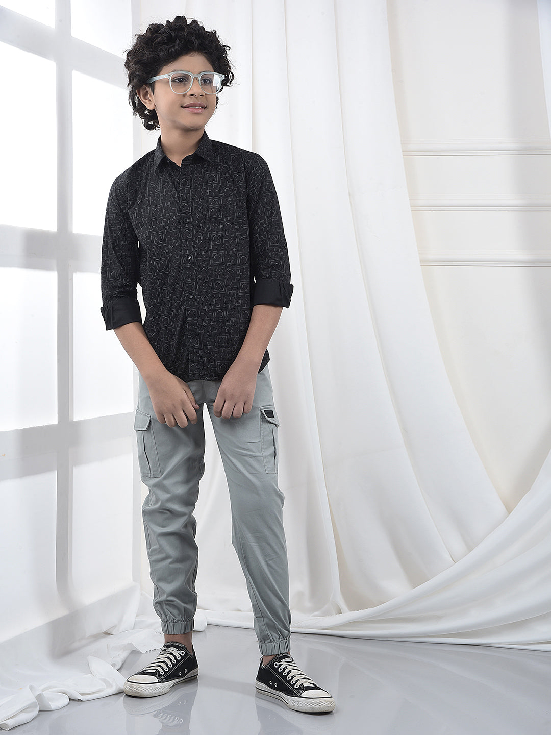 Black Geometric Print Shirt