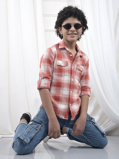 Red Checked 100% Cotton Knitted Shirt