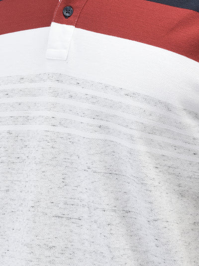 Multi-Color Color-Blocked Polo Neck T-Shirt