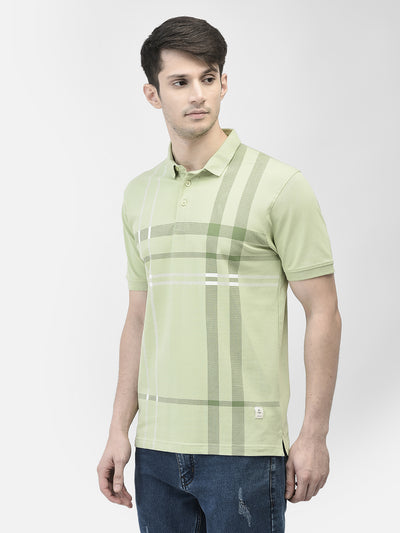Green Printed Polo Neck T-Shirt