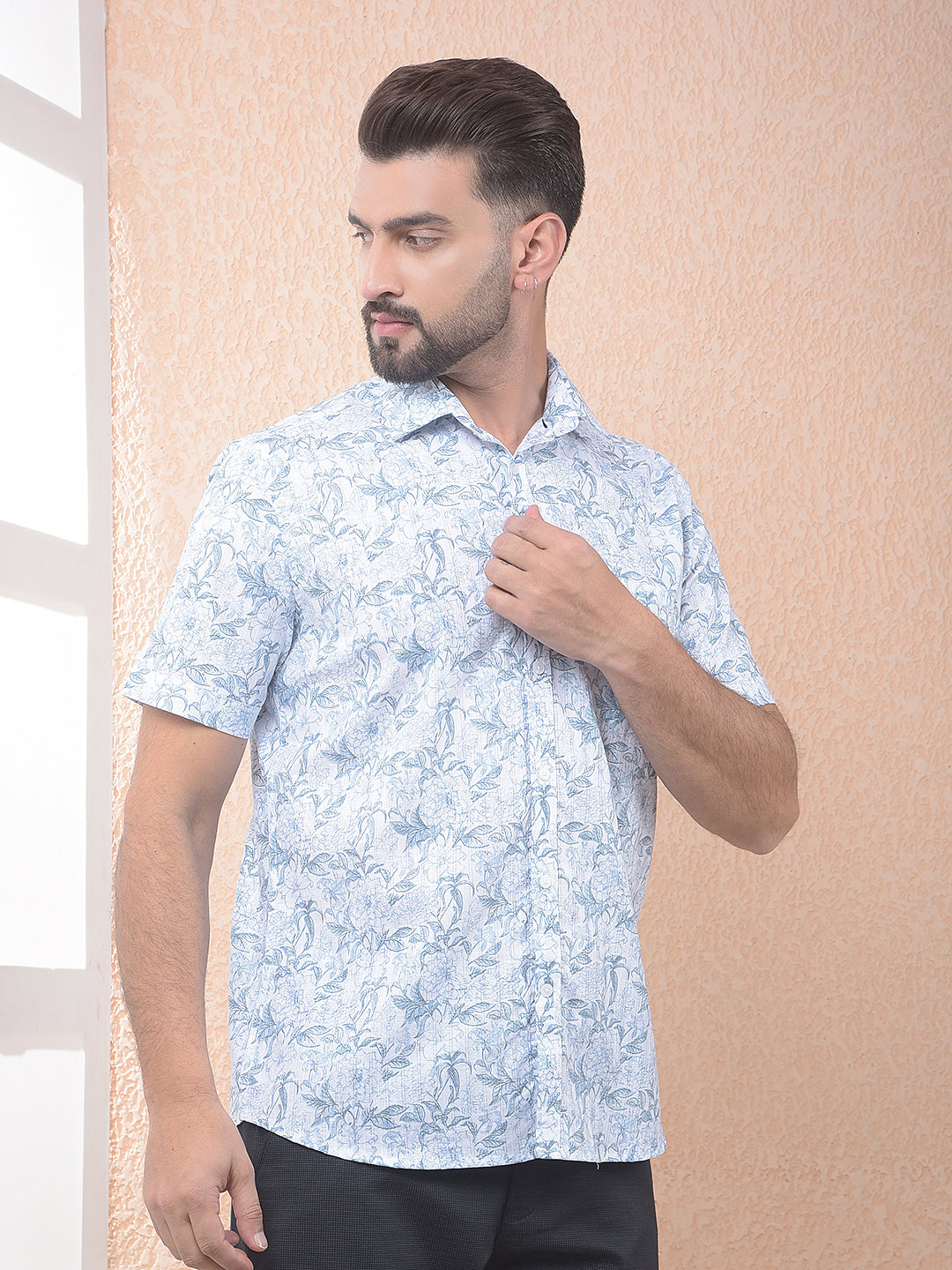 Blue Floral Print Shirt