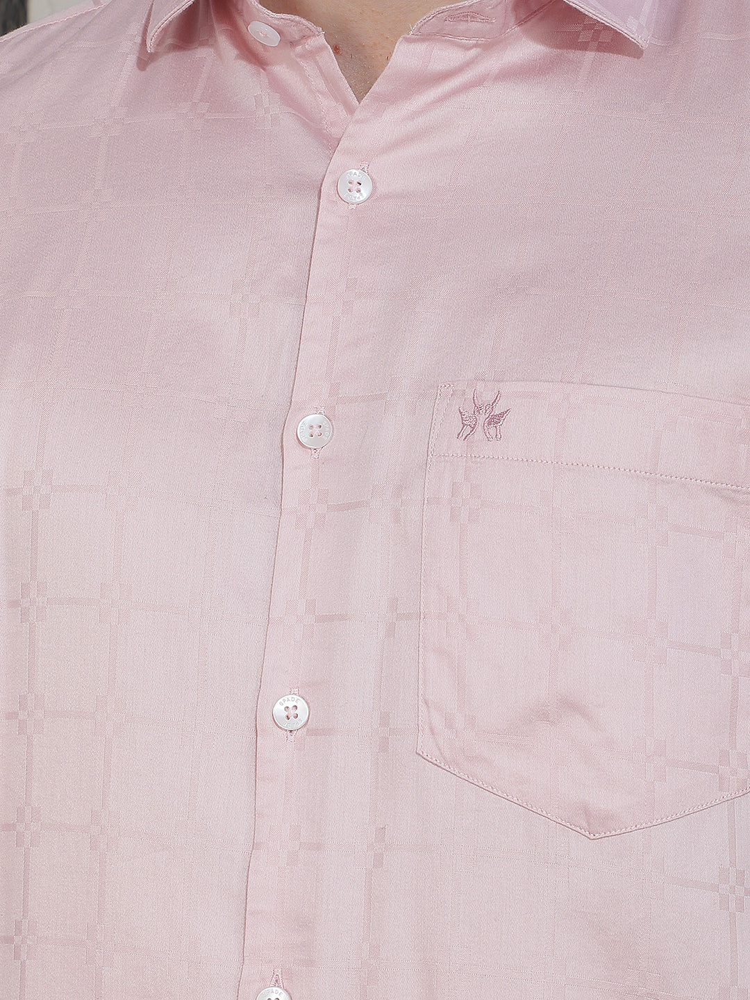 Structured Rose Pink Jacquard Shirt