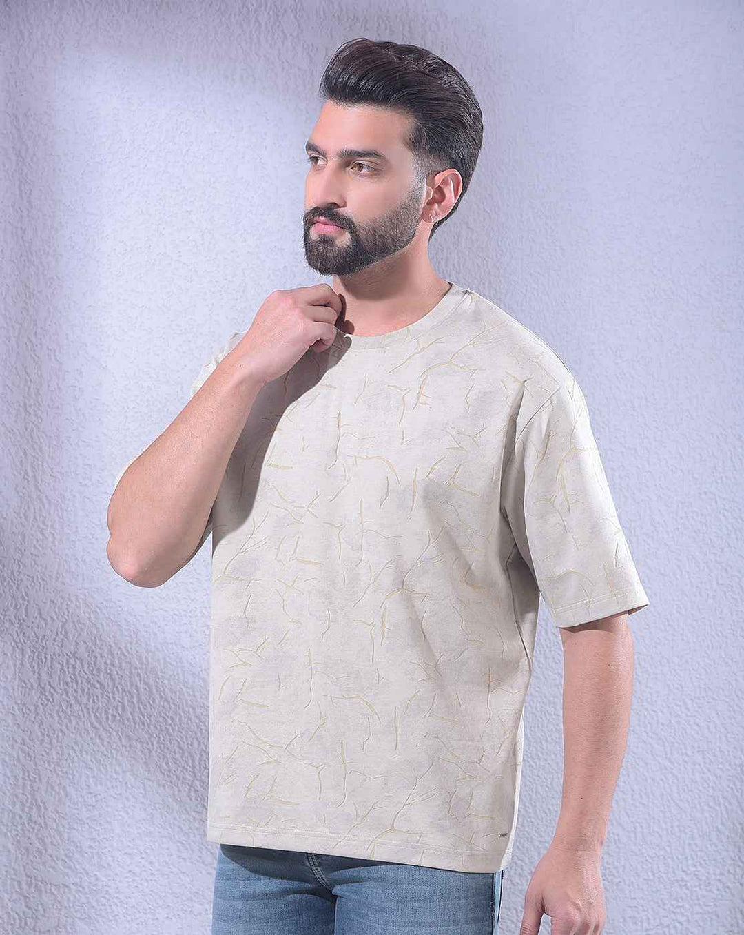 Beige Jacquard T-Shirt