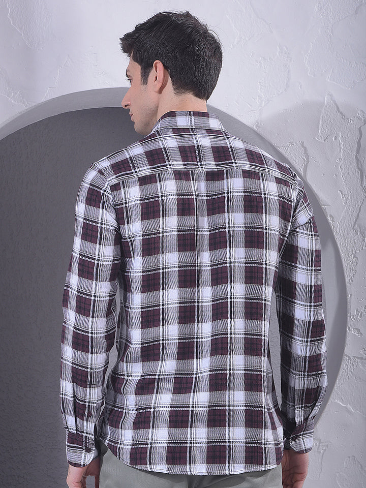 Brown Checked 100% Cotton Shirt
