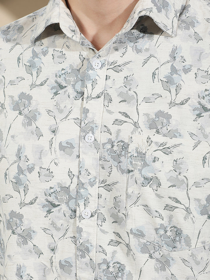Multi-Color Floral Print Linen Shirt
