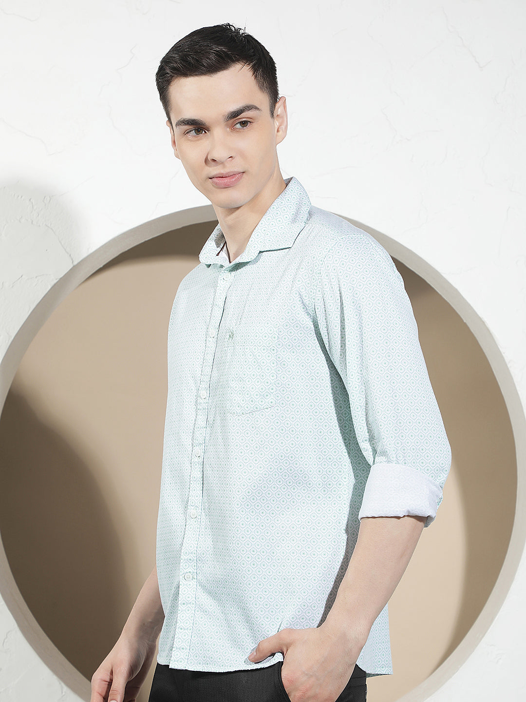 Modern Moss Green Printed Shirt