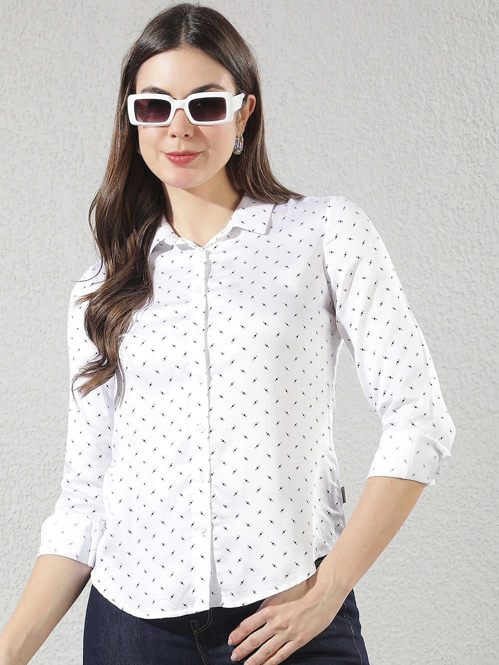 White Polka Dots Modal Shirt