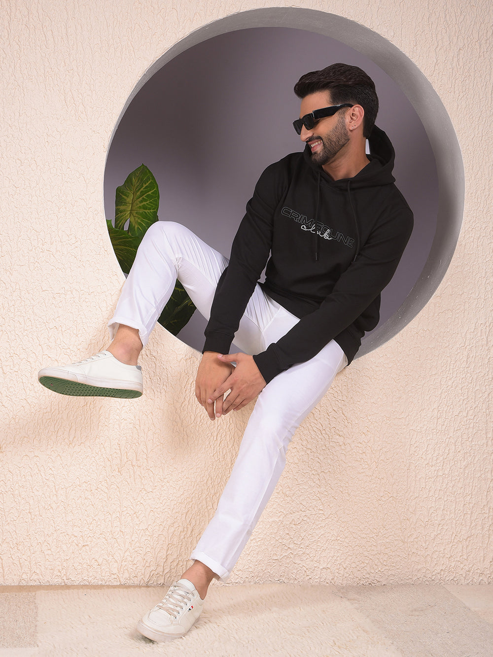 Black Embroidered Hooded Neck Sweatshirt